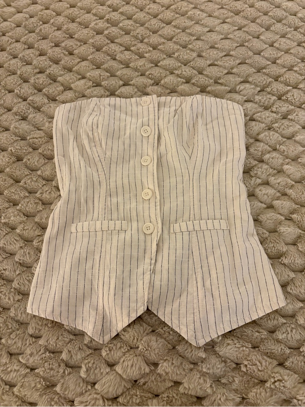 Striped Cream Button-Front Women's Top